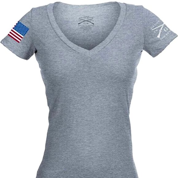 Grunt Style Tops - Grunt Style Women's Full Color Flag Basic V-Neck